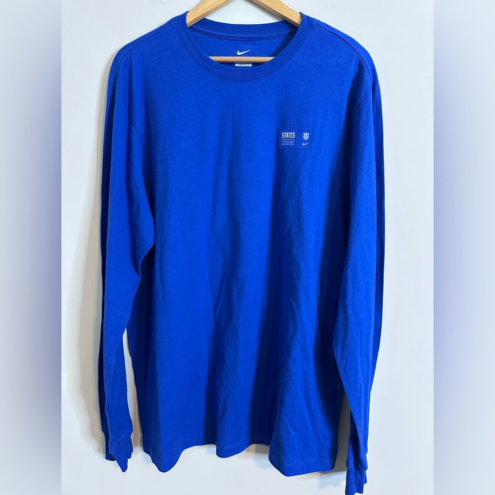 Nike Blue White USA Soccer Loose Fit Long Sleeve Ignite T-Shirt Men's Size XL